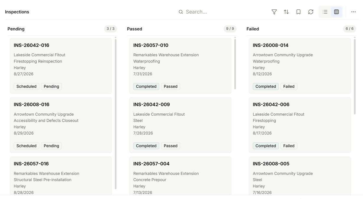 Mekka Kanban board showing meaningful stages, cards, owners, dates and statuses